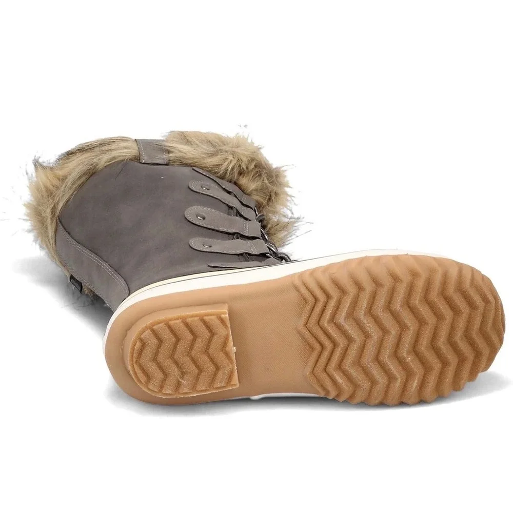 JBU by Jambu Ella Women 7 Dark Grey Waterproof Faux Fur Tall Winter Duck Boots